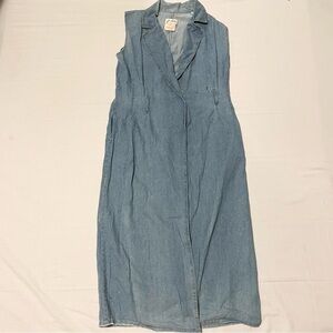 Vintage Gasp By Galucci Sleeveless Long Open Front Denim Vest Size 6